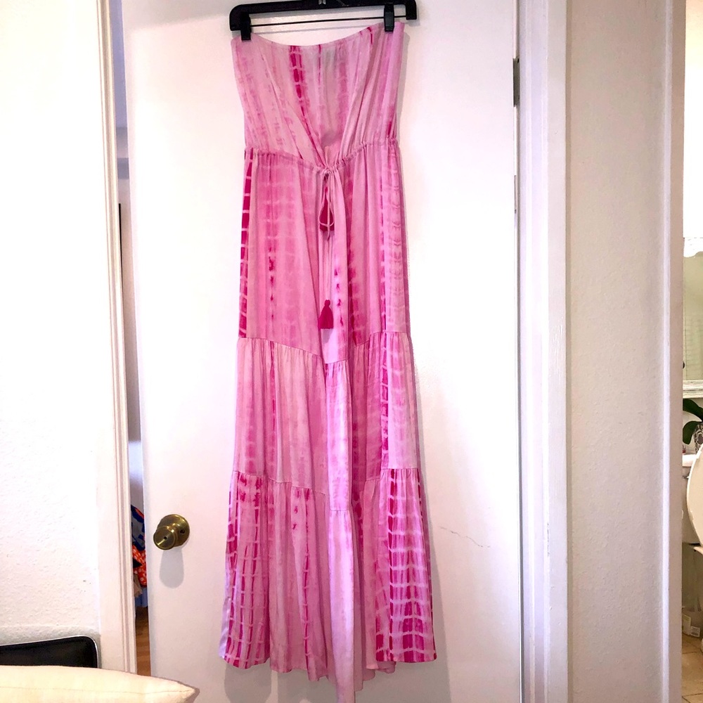 Adorable Emprada Pink Tie Dye Strapless Maxi Dress Size Small NWOT